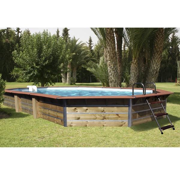 Piscine bois octogonale Calayan - 8,90 x 4,20 x H. 1,29 m_0