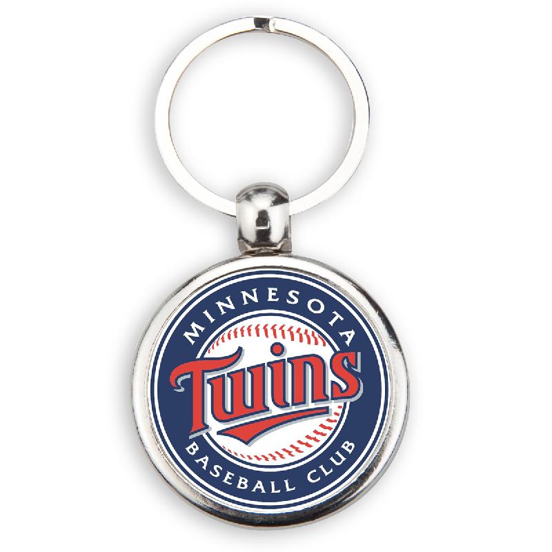Porte-clés publicitaire baseball en métal brillant - personnalisable avec logo, photo ou texte_0