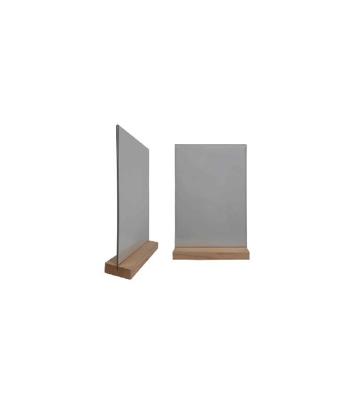 Porte menu de table en bois avec plexi A4 - Lot de 2 - Référence : PFN57BRUT-PLEXIA4_0