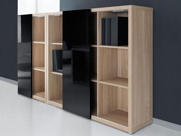 Armoire de direction Mito mi-haute avec porte coulissante en stratifié brillant_0