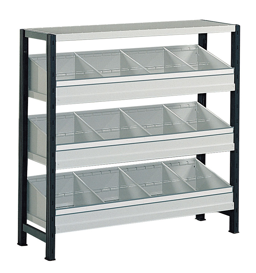 COMPTOIR RAYONNAGE PEINT AVEC CASIERS P.300 MM<BR>