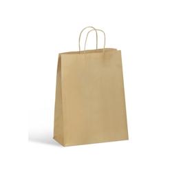 Sac boutique kraft brun poignées torsadées 22+10x28cm par 250 - Gimex - 2130803307308_0