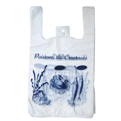 Sacs et sachets plastiques bretelles transparents - 26 + 12 x 45 cm - PEHD 15 microns - motif poissons et crustacés_0