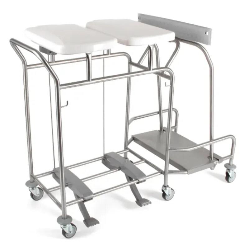 Sclessin 374.766S Chariot Porte-Sacs 2 Sacs Couvercles et Pédales Professionnel - 374.766S_0