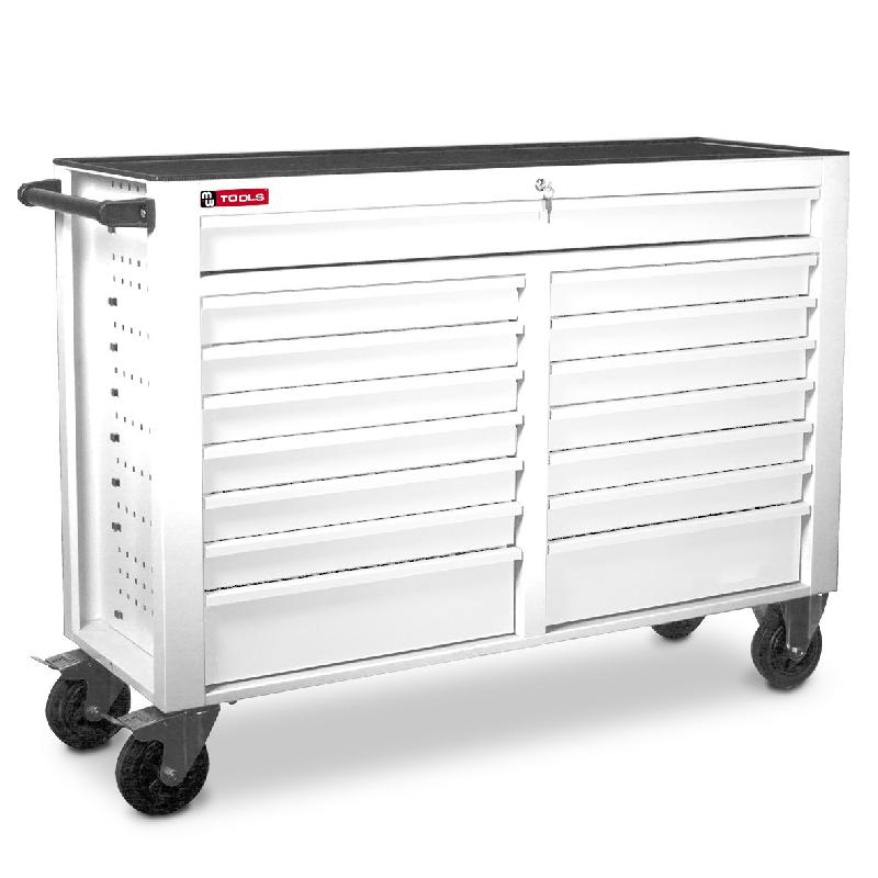 Servante d'atelier 15 tiroirs blanche XXL 1415 mm robuste en acier soudé verrouillable roues ø125 mm MW Tools GW115W_0