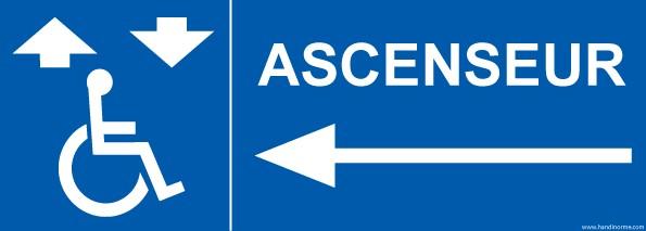 LOT DE 2 - PANNEAU PICTO ASCENSEUR - FLÈCHE GAUCHE - 210 X 75 - PVC