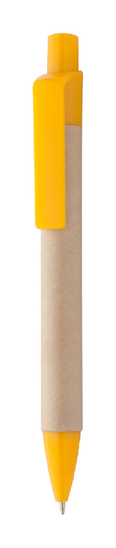 Stylo à bille en carton recyclé - embout et clip en plastique - recharge bleue_0