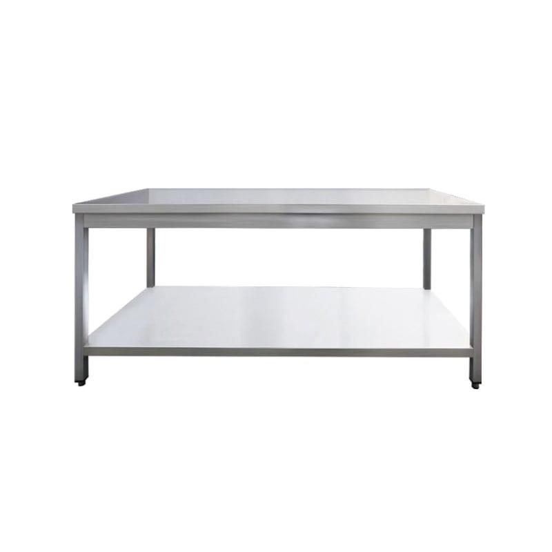Table de travail centrale en acier inox AISI 201 - gamme 600 - pieds ajustables et auto-assemblage facile_0