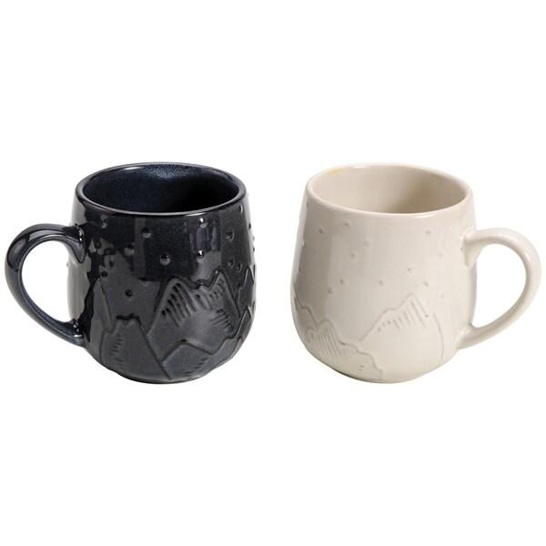 TABLE ET COOK Lot 2 mugs 39 cl Crème & Gris - Montagne - 035-1228629_0