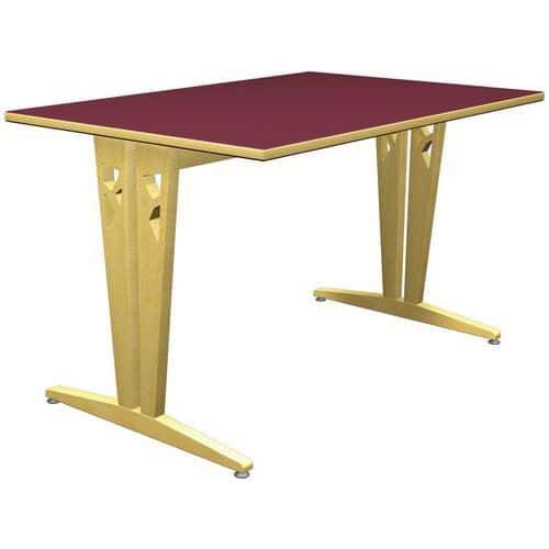 TABLE IRISS 120 X 80 CM DL - STRAT BORDEAUX/HÊTRE NATUREL