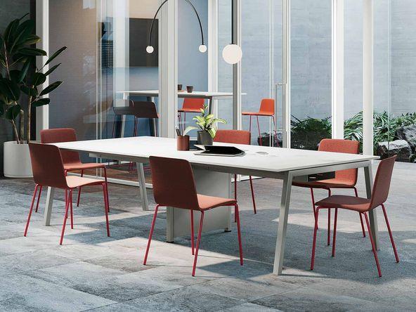 Table de réunion Pop Ace grandes dimensions bois blanc_0
