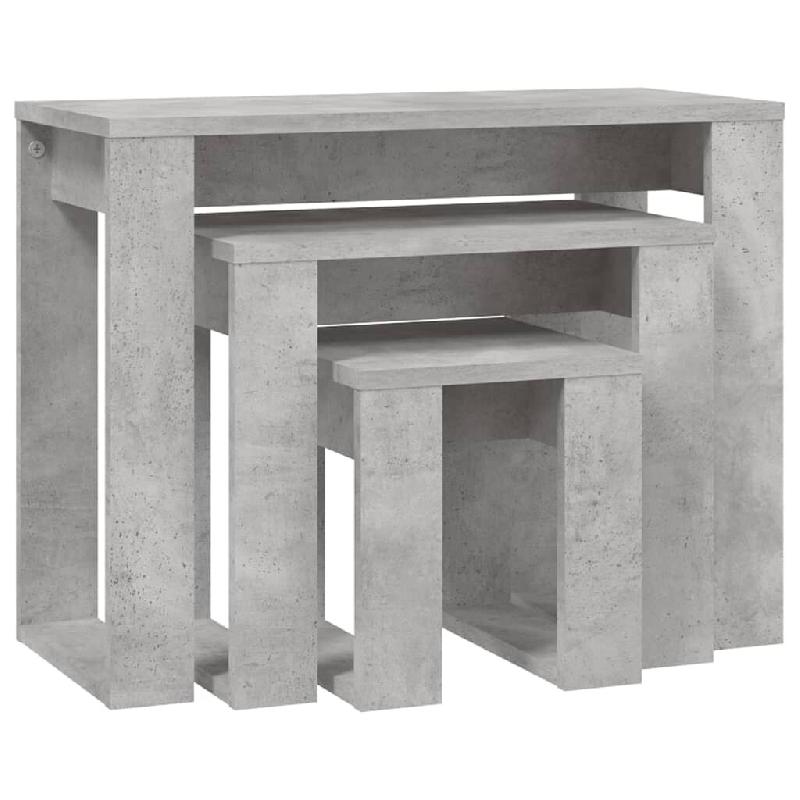 Tables gigognes 3 pcs Gris béton Bois d'ingénierie Modèle Outdoor Phi Plus - 808607_0