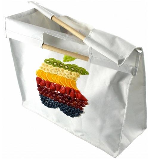 Textile bagagerie : Sac à provisions blanc - polyester 600D - 30L - avec anses en bois_0