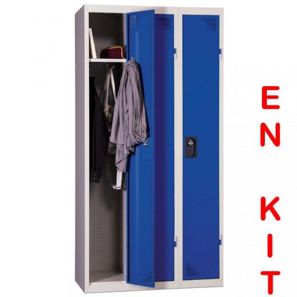 Vestiaire industrie propre - 3 cases - livré démonté - Bleu - Marque Rolléco_0
