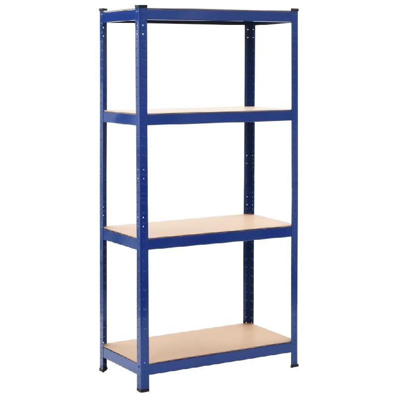 Vidaxl étagère de rangement à 4 niveaux bleu acier et bois ingénierie 144273_0