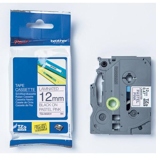 Ruban de transfert thermique Brother - laminé noir sur rose pastel 12mmx4m TZE-MQE31_0