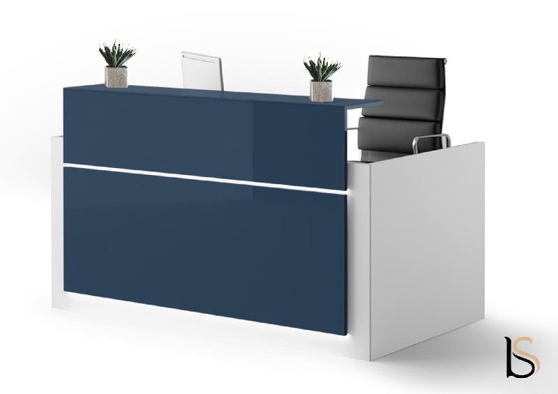 Bureau d'accueil 1 personne Avant - Ofitres - 189, Blanc, Oui, Bleu brillant_1