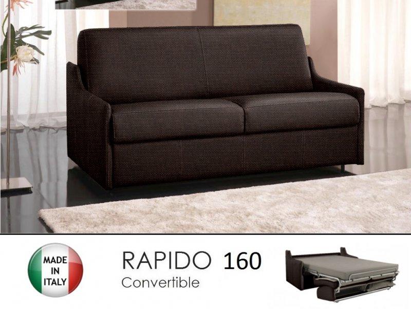 Canapé lit 4 places Luna convertible express 160 cm - tweed marron - matelas 16 cm mousse haute résilience_0