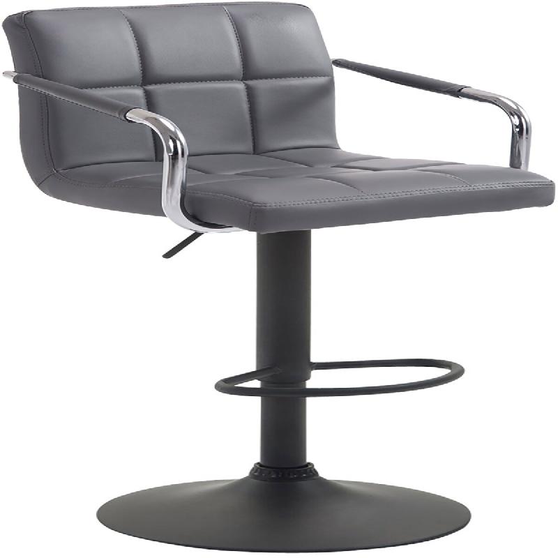 CLP Tabouret de bar Lucy V2  en similicuir avec Piètement en Métal Gris/Noir - gris polyester 315650_0