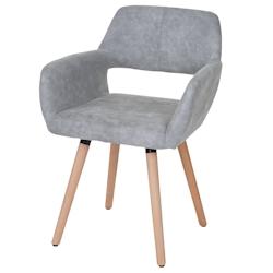 Décoshop26 - Chaise de salle à manger bureau visiteur sans roulette design rétro en tissu gris pied en bois clair 04_0002154 - gris 3000253532690_0