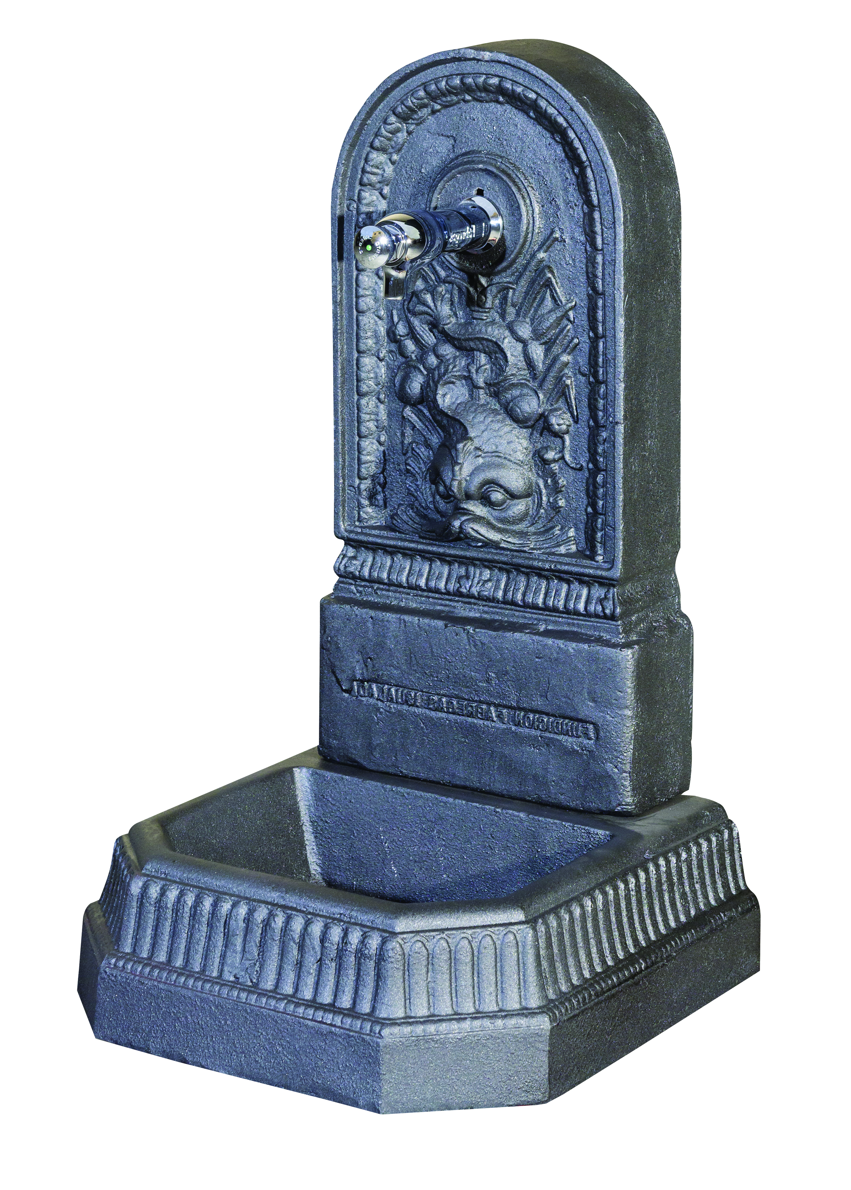 Fontaine d'extérieur Portal - 16190 - Fonte avec finition époxy noire - Robinet en laiton chromé_0
