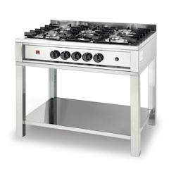 Hendi Cuisinière à gaz - 5 brûleurs avec support casseroles, soubassement ouvert, inox 900x640x910mm - Réf. 225806_0