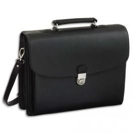 JUSCHA ATTACHÉ CASE AVEC 5 COMPARTIMENTS SIMILI CUIR NOIR