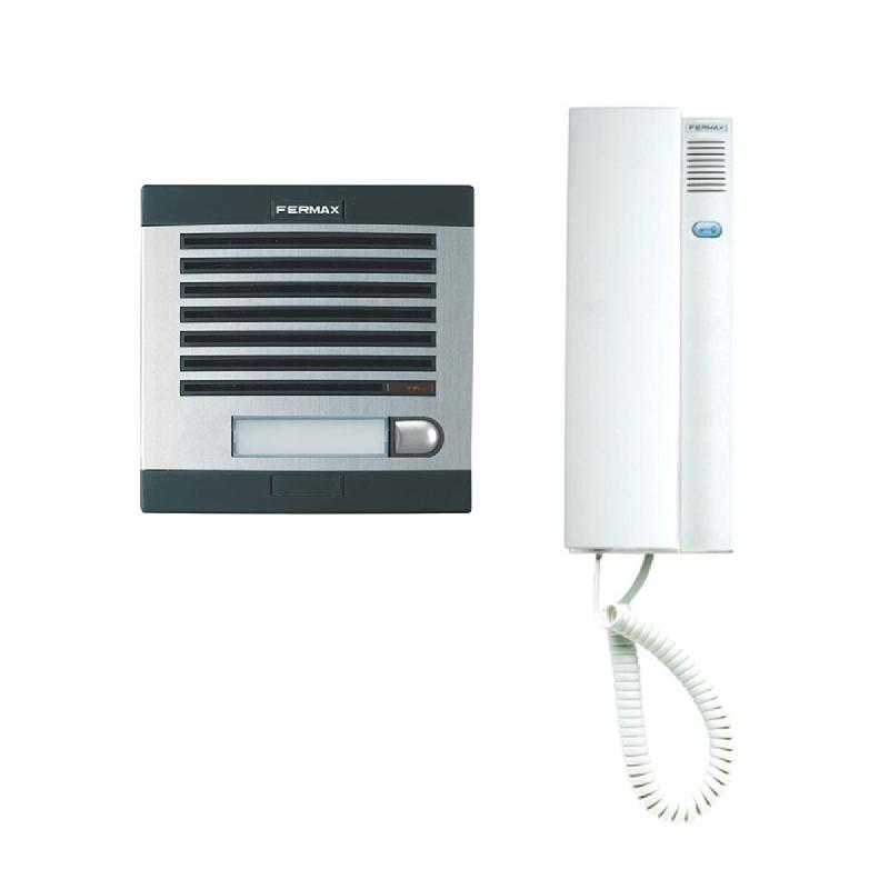 Kit interphone Fermax 6201 - 1 ligne, gris et noir, alimentation : 12 V CA / 1 A-Din4 - 8424299062013_0