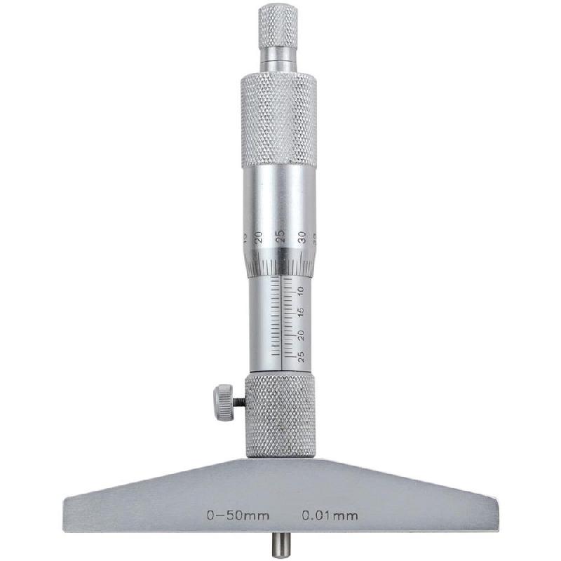 Micromètre de profondeur - 0-25 mm - Précision 0,01 mm - Pont de 100 mm_0