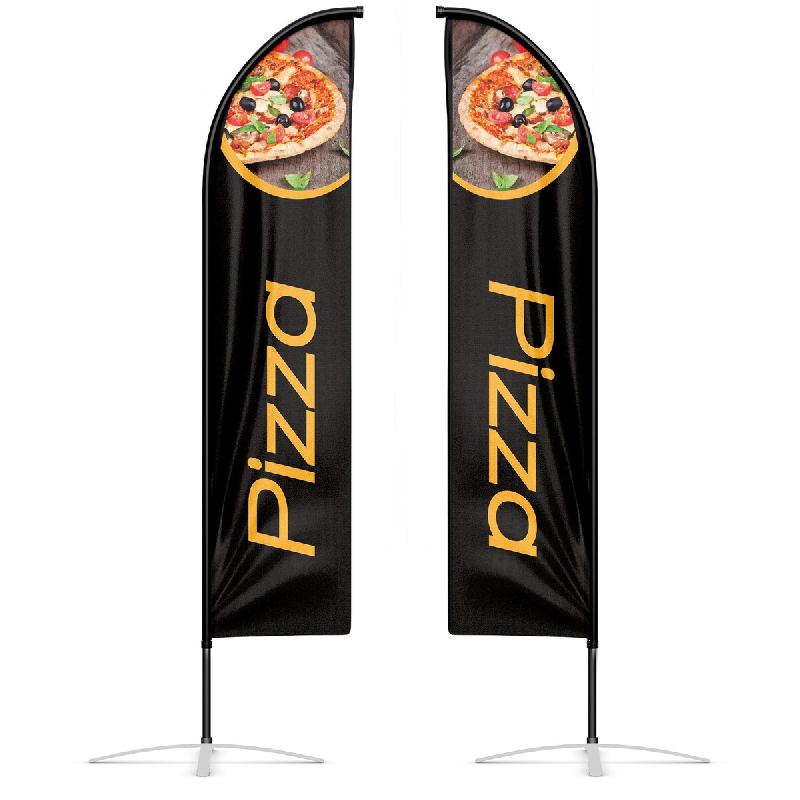 Oriflamme PIZZA Noir Double Face 3,40m - Kit Complet (Mât + Pied + Lestage) - noir 3760418900015_0
