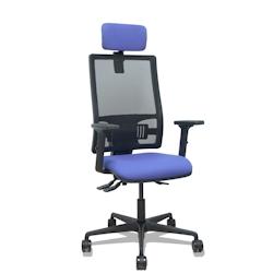 Piqueras y Crespo Silla Bormate asincro malla negra asiento bali azul claro brazos 2D ruedas 65mm cabecero regulable - bleu multi-matériau 405ASM840B_0