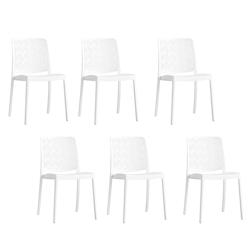 RATTATAN Set 6 Chaises Empilables en Polypropylène avec fibre de verre pour Jardin ou intérieur, hydrofuges et résistantes, design moderne - YARA -_0