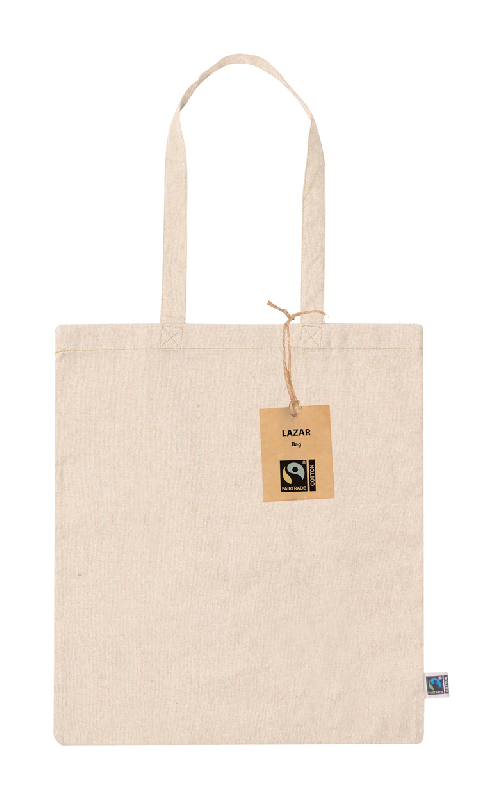 Sac à provisions en coton recyclé Fairtrade - 100% coton équitable - 120 g/m² - anses longues_0