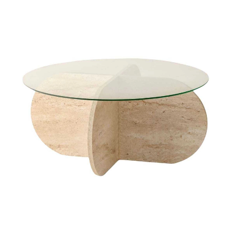 Table basse en verre Bubble beige travertine Hanah Home - 8684283059171_0
