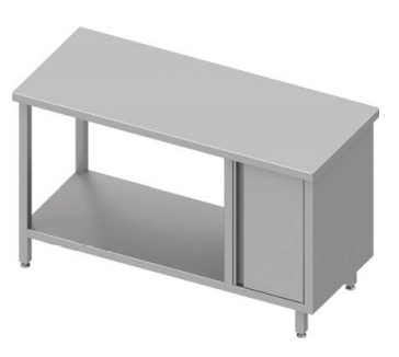 Table de travail inox centrale avec placard  à droite et étagère 800x600x900 soudée - 932986080_0