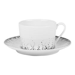 Tasses à thé et sa sous-tasse Boréalis gris 22 cl x6 -  Blanc Rond Porcelaine Table Passion - blanc porcelaine 3106232300233_0