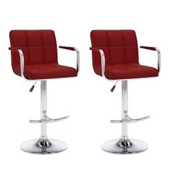 VidaXL Tabourets De Bar Lot De 2 Rouge Bordeaux Similicuir - rouge 323629_0