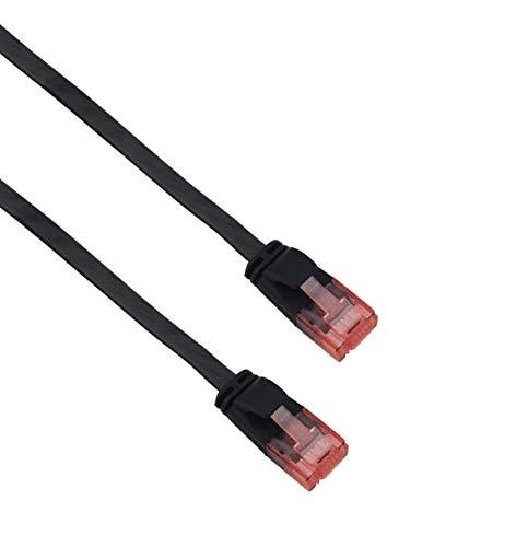 HELOS Câble patch ultra fin U/UTP Cat 6 noir - 0,5 m - Qualité supérieure avec connecteurs plaqués or_0
