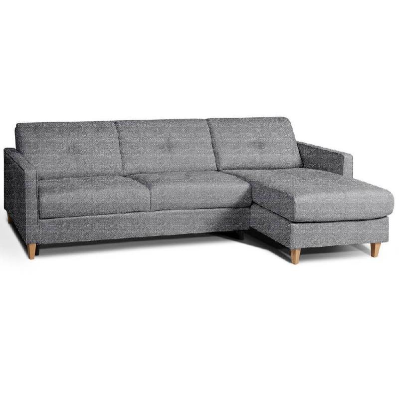 Canapé d'angle scandinave 3 places - Matelas 16 cm - Système express - Sommier à lattes Renatonisi - Tweed gris platine_0