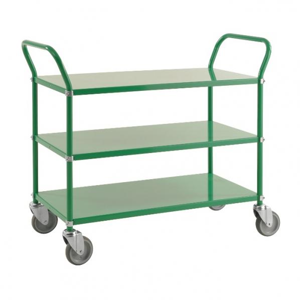 Chariot de service 3 tablettes - Vert - KONGAMEK - Charge 250 kg - Avec ou sans freins_0