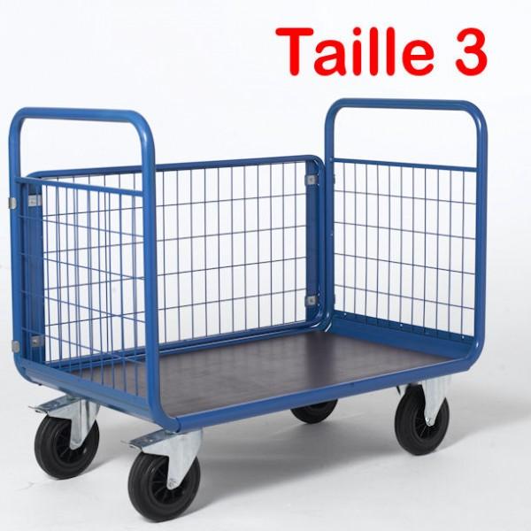Chariot 3 côtés grillagés - Longueur 1300 mm - Charge maximale 500 kg - Rolléco_0