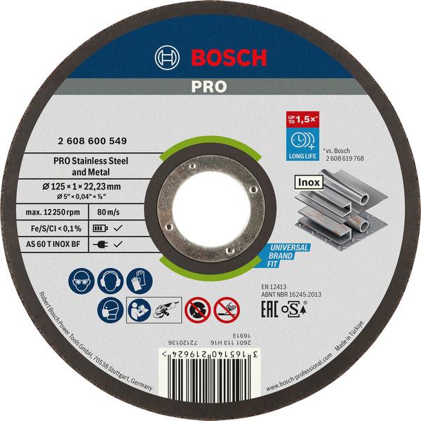 Disque à tronçonner métaux et inox 125x1x22,23mm plat osa - BOSCH - 2608600549 - 866483_0