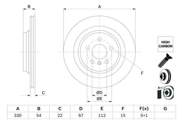Disque de frein Bosch 0986479E97 - ventilé - côté arrière_0