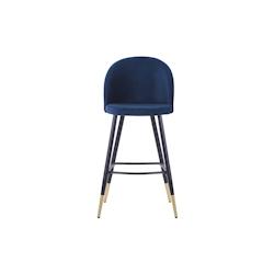 OLYMPE Chaise de bar haute velours bleu nuit Mobiliara - AO5156_0
