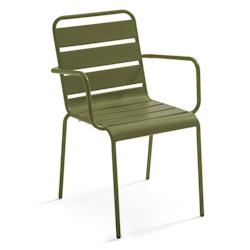 Oviala Business Fauteuil de jardin en métal vert kaki Oviala - vert acier 113892_0