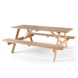 Oviala Business Table de pique nique en bois - marron Bois massif 104131_0