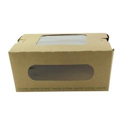 Packnwood FHC - 200Pcs - Boite salade carton kraft brun à double fenêtre PLA - 152x135x65mm, 1100ml - transparent en carton 210BOXSP1003_0