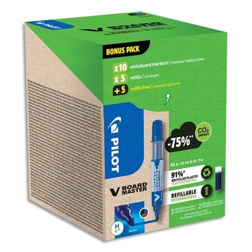 Pilot 575672 V-Board Master Plastique Recyclé Marqueurs avec Recharges Assorties, 1.7mm Pointe Taille, Lot de 10 - 3131910575672_0