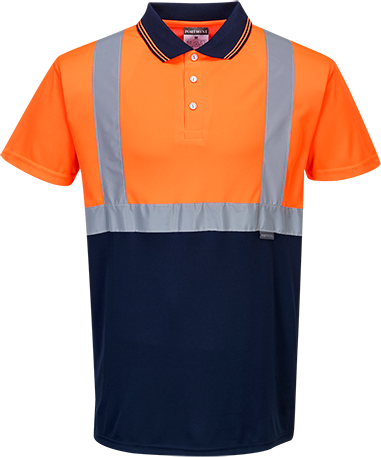 Polo bicolore orange marine s479, m_0