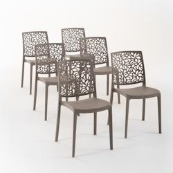 RATTATAN Set 6 Chaises en polypropylène avec fibre de verre empilables pour extérieur et jardin, bar et restaurant, cuisine design moderne - ANNA -_0